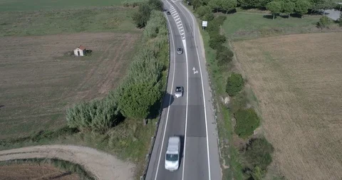 Drone flight over small road in rural area Stock-Footage 95900936