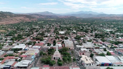 Drone flight over a small town Central America Stock Footage 101476956