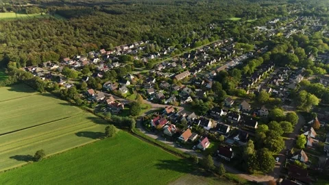 Drone Flight Over Small Town in the Netherlands in 4K Stock Footage 317847659