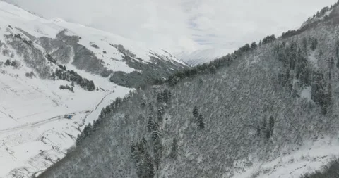 Drone Flight Over Snow Covered Caucasus Mountains in Svaneti Georgia Vídeo Stock 339283916