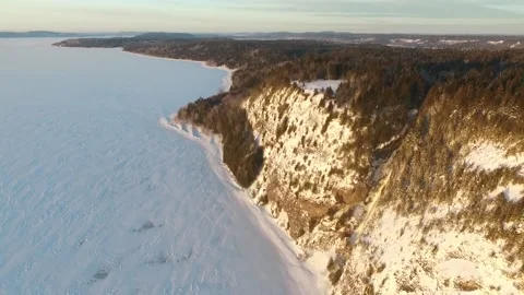 Drone Flight Over Snowy Mountain Face Stock Footage 219912694