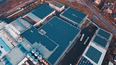 Drone flight over solar panels field Stock Footage 127566585
