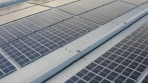 Drone flight over solar panels Stock Footage 230909043