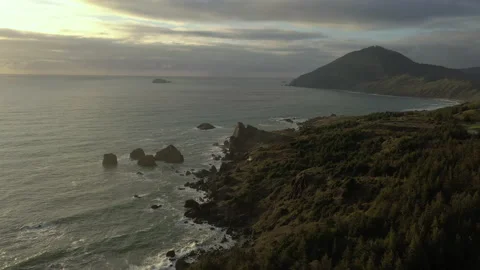 Drone flight over Southern Oregon Coast Stock Footage 154097986