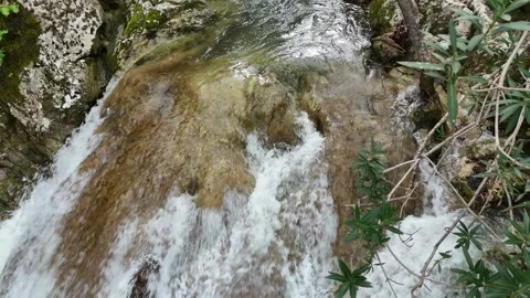 Drone flight over Stathula Polylimnio Waterfall, Peloponnese, Greece Video stock 303021514