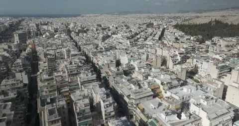 Drone Flight Over the Streets of Athens, Greece Vídeo Stock 344005214