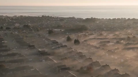 Drone flight over Suffolk Mist Stock Footage 223815139