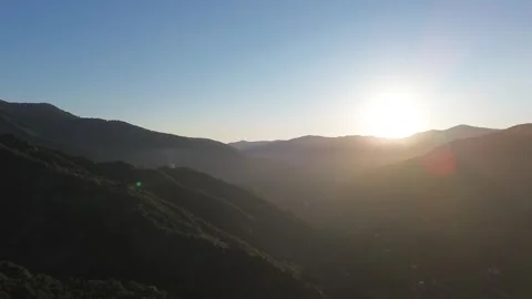 Drone Flight Over Sunlit Adjara Mountain Forest, Georgia, Golden Hour, 4K Stock Footage 341421934