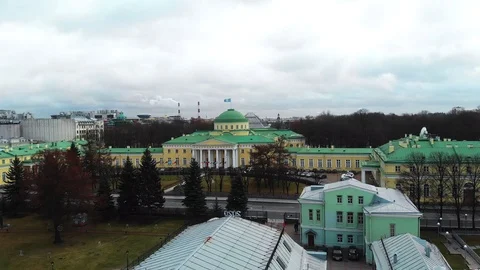 Drone flight over the Tauride Palace and beautiful garden Stock Footage 122571730