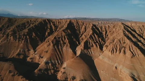 Drone flight over the Tigris Mountains, overlooking a hilly valley, 4K. Stock Footage 111370525