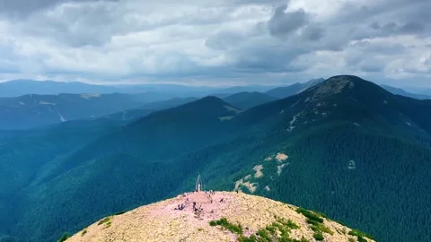 Drone flight over the top of Mount Khomyak Stock Footage 171182683