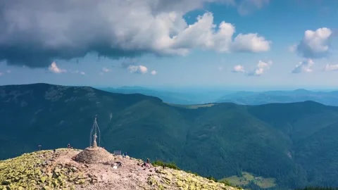 Drone flight over the top of Mount Khomyak Stock Footage 171182910