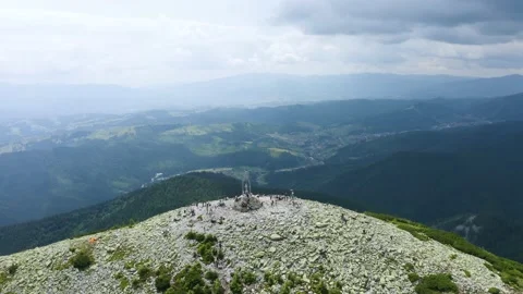 Drone flight over the top of Mount Khomyak Stock Footage 171183337