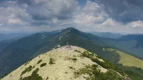 Drone flight over the top of Mount Khomyak Stock-Footage 171183467