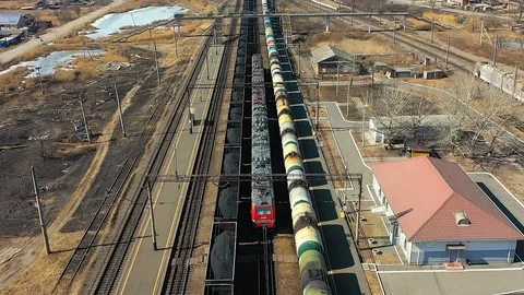 Drone flight over the train Stock-Footage 104345156