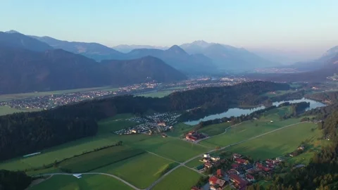Drone flight over Tyrol landscape, at sunrise in  Austria Stock Footage 138358992