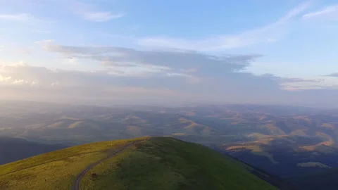 Drone flight over the Ukrainian Carpathians. Mountains on a summer sunny day Stock Footage 130280063