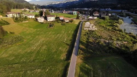 Drone flight over a valley in Dolomite mountains Stock Footage 112332682