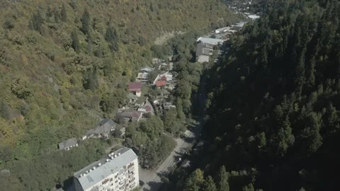 A drone flight over a valley Stock Footage 291702722