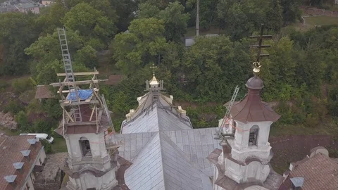 A drone flight over the Vasilin monastery in Buchach Видео 125624553