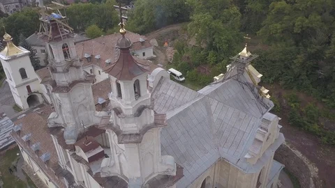 A drone flight over the Vasilin monastery in Buchach Видео 125625193