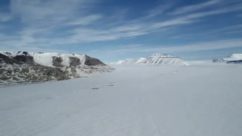 Drone Flight Over Vast Arctic Tundra in Remote Svalbard, Norway Stock Footage 340037260