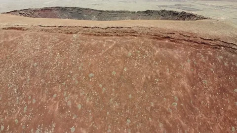 Drone flight over Volcano Calderón Hondo on Fuerteventura Spain Stock Footage 201809201