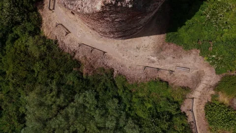 Drone Flight Over Vrdnik Tower Ruins Then Camera Tilts Up Stock Footage 313834036