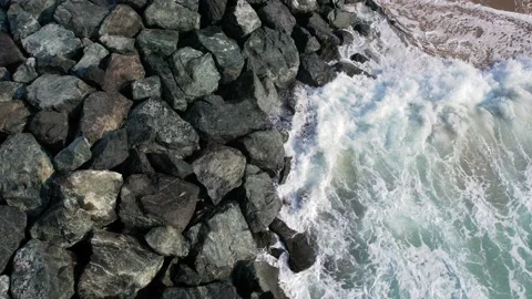 Drone flight over the waves of the surf with foam Stock Footage 213279780