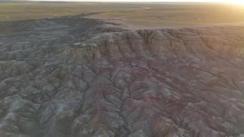 Drone Flight Over White Stupa Canyon Badlands in Gobi Desert Stock-Footage 347488809