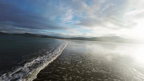 Drone flight over a wild beach in Kerry county Ireland Stock-Footage 262974420