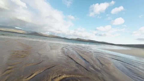 Drone flight over a wild beach in Kerry county Ireland Stockbeeldmateriaal 262974537