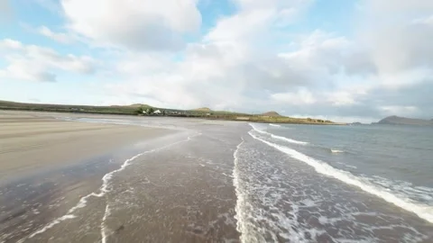 Drone flight over a wild beach in Kerry county Ireland Video stock 262974577