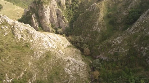 Drone flight over a wild gorge landscape, Cheile Turenilor Stock Footage