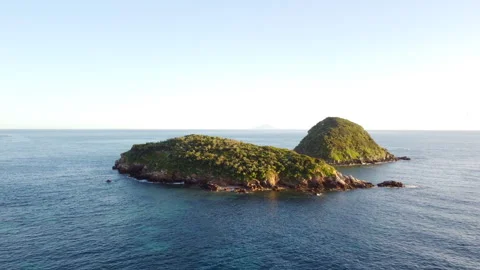 Drone flight over a wild prehistoric looking island Stock Footage 323024030