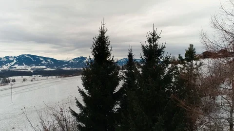 Drone Flight over Winter Landscape Stock Footage 111756216