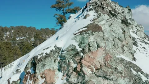 Drone flight over the winter mountains of Troodos Stock Footage 247976828