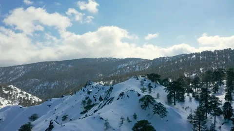 Drone flight over the winter mountains of Troodos Stock Footage 247977197