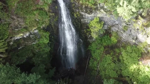Drone flight panorama of a waterfall 4k wild landscape beautiful picture Stock Footage 137921068