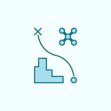 Drone flight path  field outline icon Stock Illustration