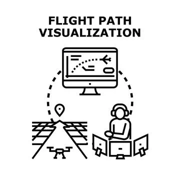 Drone flight path visualization and control system Stock Illustration