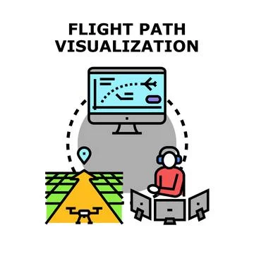 Drone flight path visualization and control system Stock Illustration