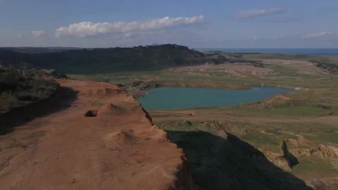 Drone Flight Push In Shoot over the clay quarrie Video stock 147410506