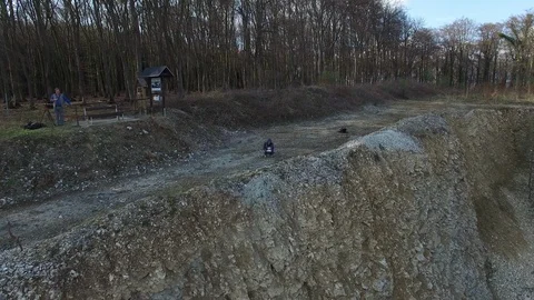 Drone flight in a quarry in Bad Iburg, Germany Stock Footage 88548231
