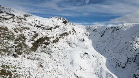 Drone flight to the ridge of the mountain and view the valley behind. alps 4k Stock Footage 148031356
