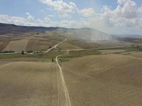 Drone Flight on off-road in a fallow field Stock Footage 72578184