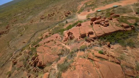 Drone flight of a Rocks formation in the outback, Australia Stock Footage 262930894