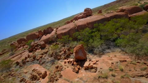 Drone flight of a Rocks formation in the outback, Australia Stock Footage 262932986