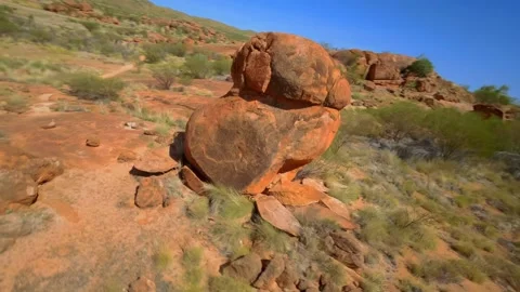 Drone flight of a Rocks formation in the outback, Australia Stock Footage 262932993