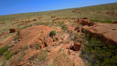 Drone flight of a Rocks formation in the outback, Australia Stock Footage 262932995